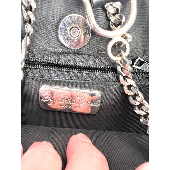 Vintage Paloma Picasso Shoulder Bag,'X' logo, black nylon/Leather, chain strap - Picture 6 of 14